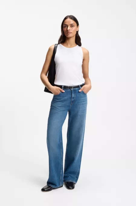 Slim-fit tank top in cotton, modal, and silk