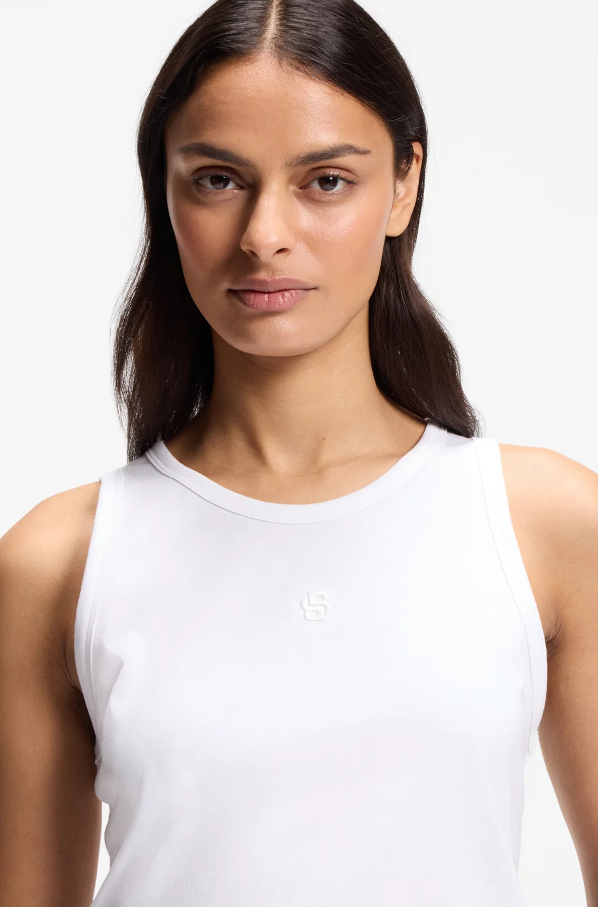 Débardeur Slim en coton, en modal et en soie, Blanc