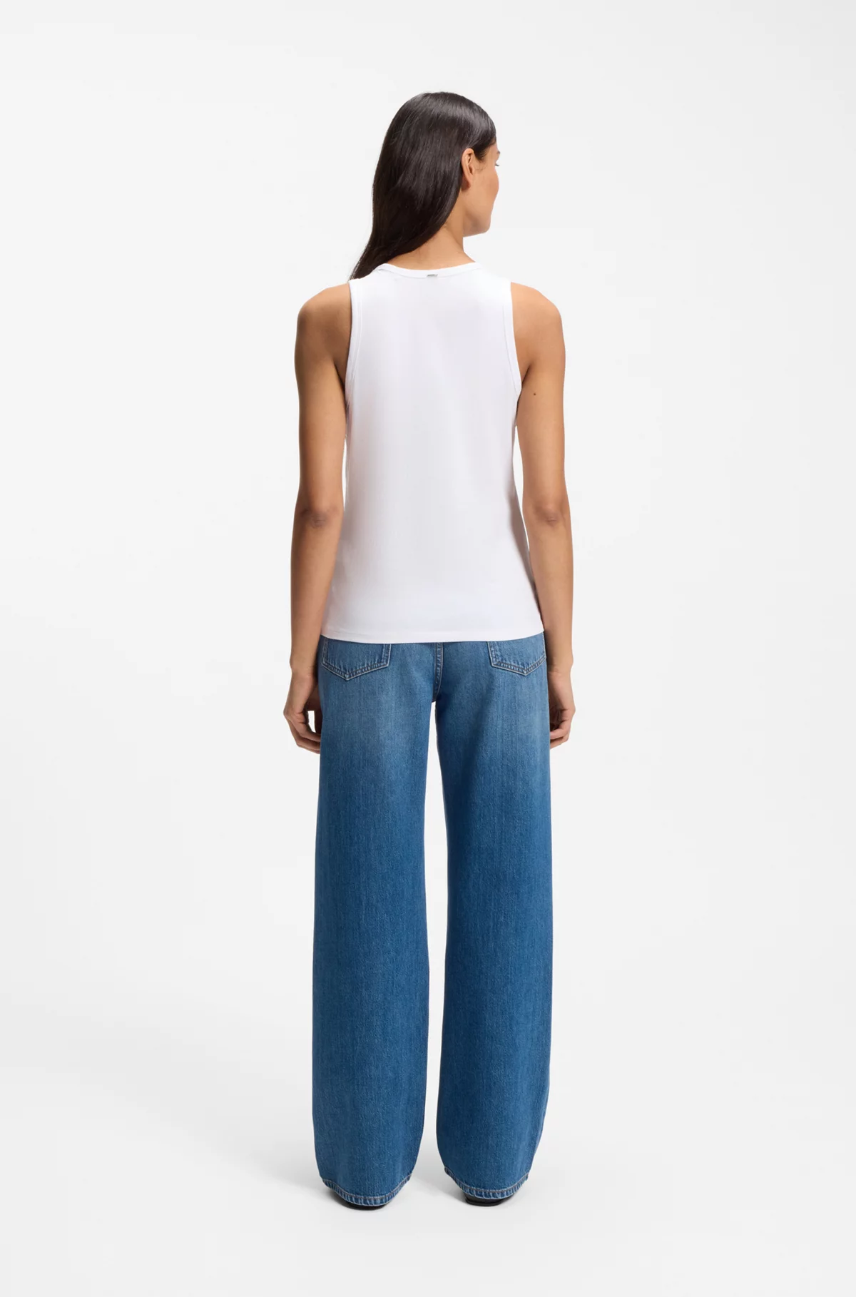 Débardeur Slim en coton, en modal et en soie, Blanc