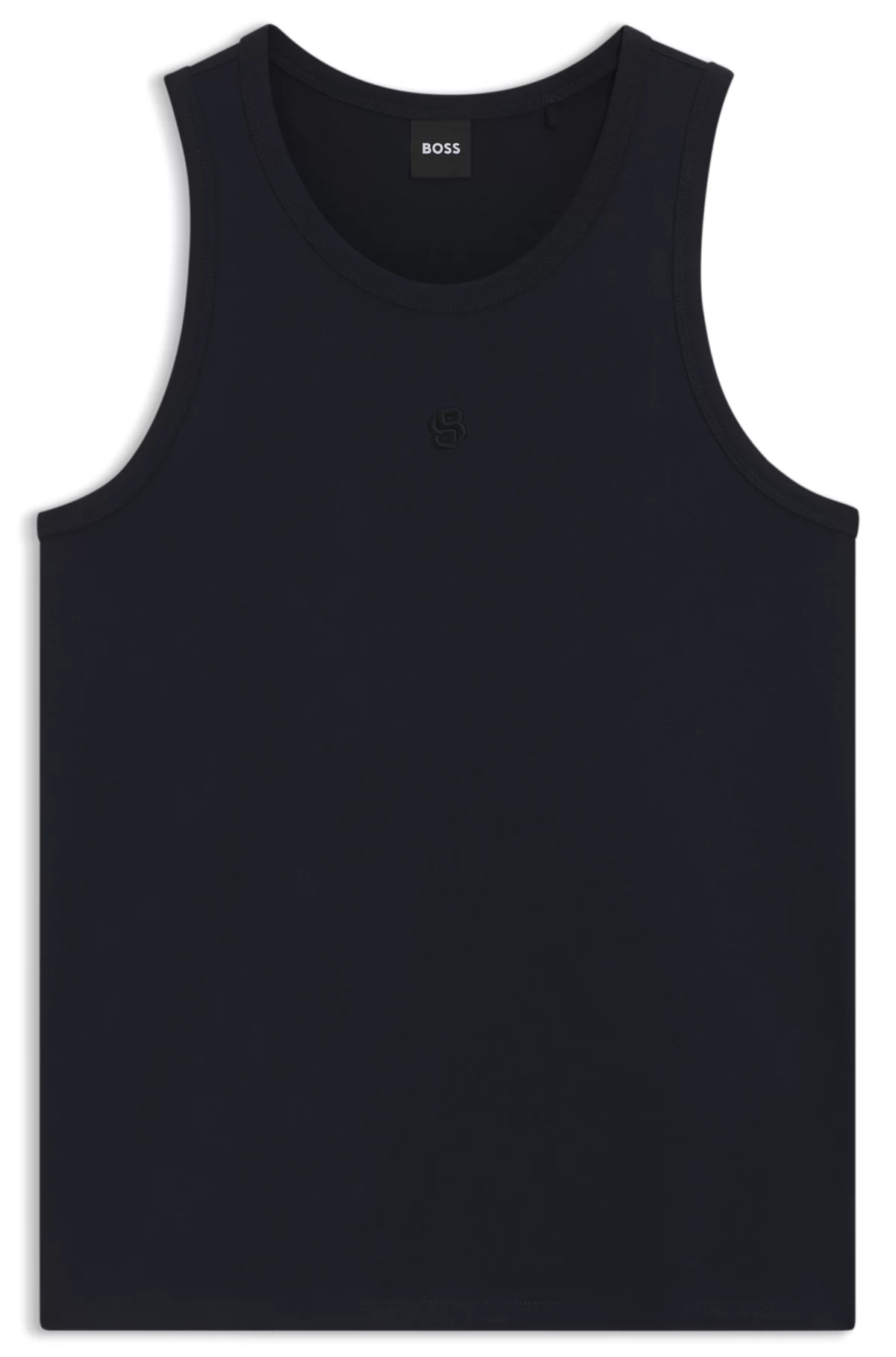 Slim-fit tank top in cotton, modal, and silk, Dark Blue
