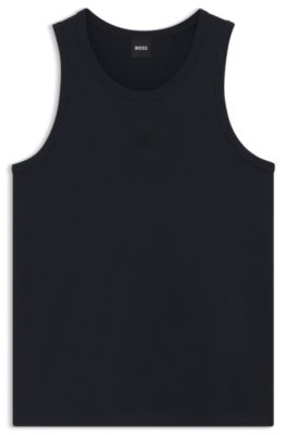 Camiseta de tirantes slim fit en algod&oacute;n, modal y seda, Azul oscuro