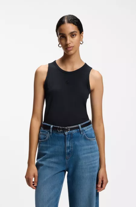 Slim-fit tank top in cotton, modal, and silk