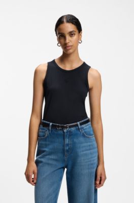 D&eacute;bardeur Slim en coton, en modal et en soie, Bleu fonc&eacute;
