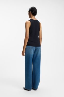 D&eacute;bardeur Slim en coton, en modal et en soie, Bleu fonc&eacute;