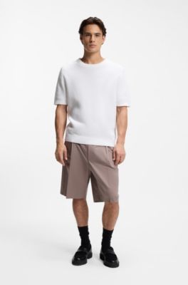 Jersey de punto de rejilla de algod&oacute;n, Blanco