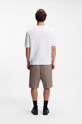 Jersey de punto de rejilla de algod&oacute;n, Blanco