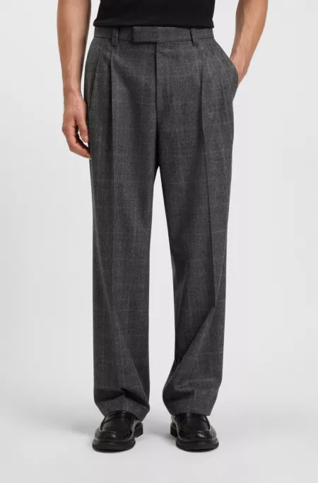 Checked relaxed-fit trousers in stretch wool