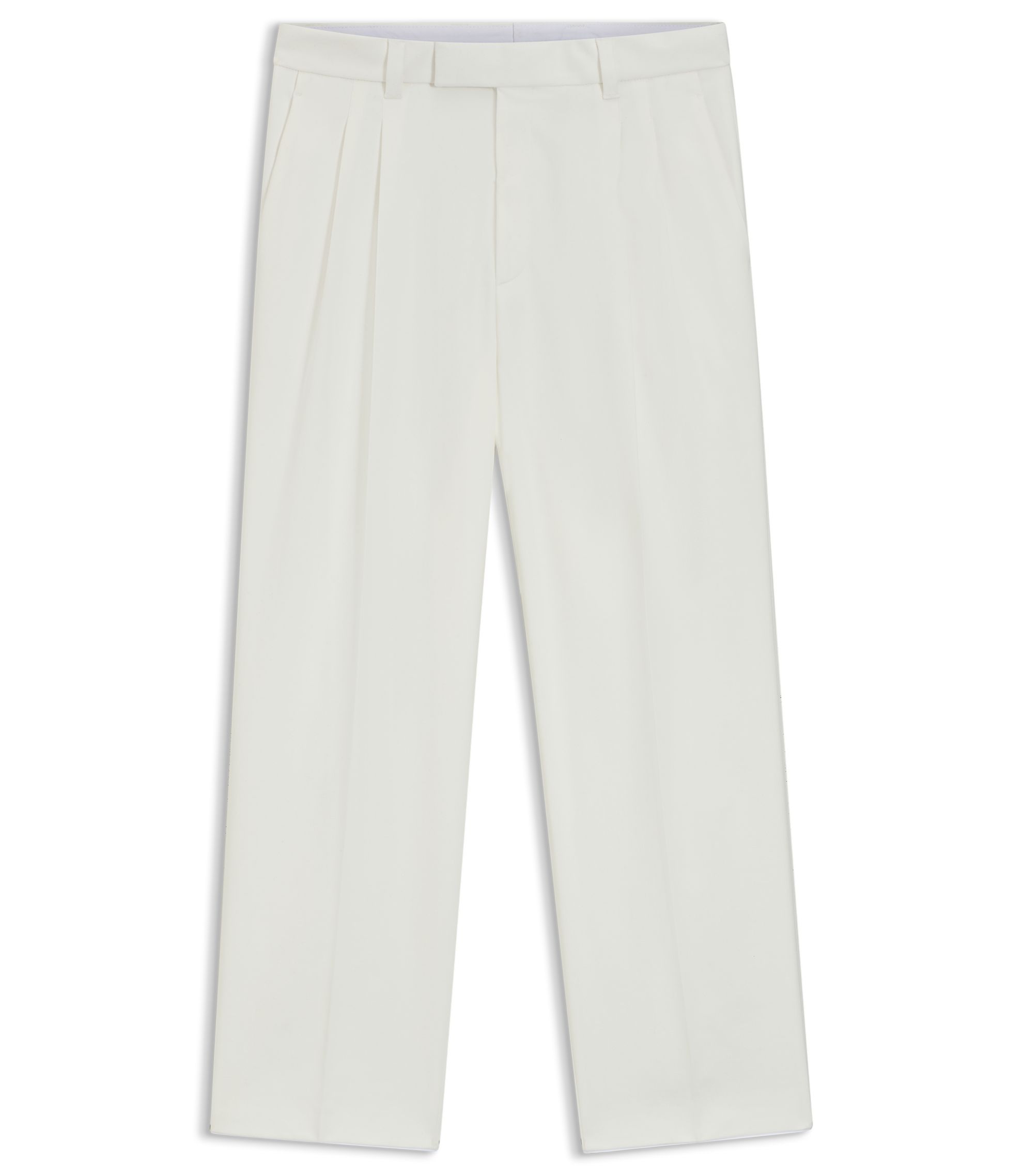 BOSS - Relaxed-fit trousers in mercerised stretch cotton - White