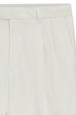 Pantalones relaxed fit de algod&oacute;n el&aacute;stico mercerizado, Blanco