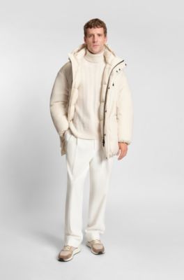 Pantalon Relaxed en coton stretch merceris&eacute;, Blanc