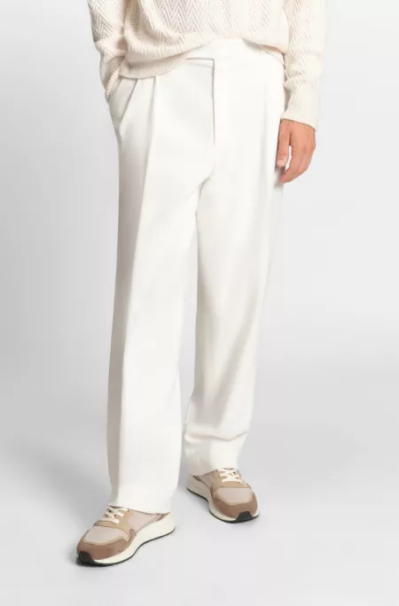 Relaxed-fit trousers in mercerised stretch cotton