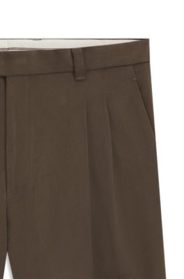 Pantalones relaxed fit de algod&oacute;n el&aacute;stico mercerizado, Marr&oacute;n claro