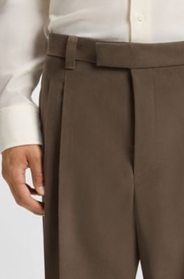 Relaxed-fit trousers in mercerised stretch cotton, Light Brown