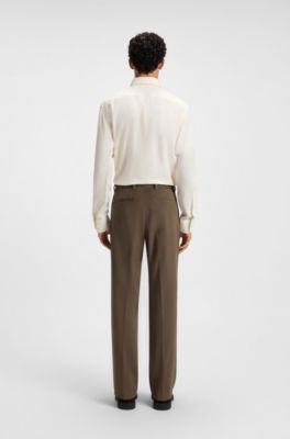 Relaxed-fit trousers in mercerised stretch cotton, Light Brown