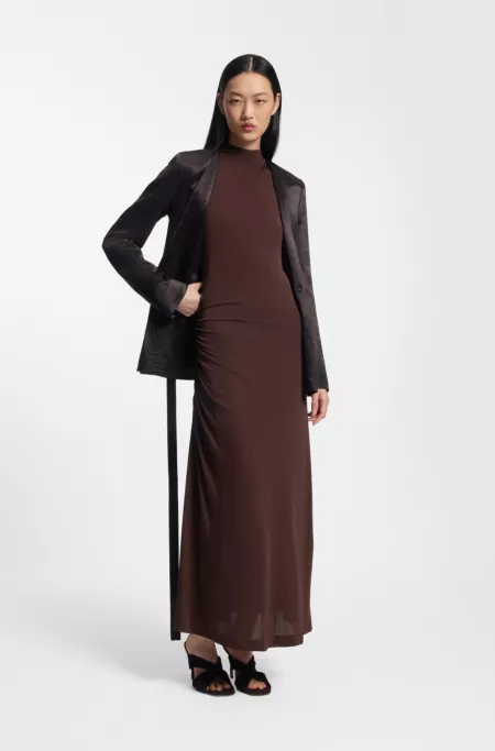 Slim-fit jersey dress with gathered details