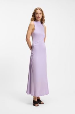 Slim-fit jersey dress with gathered details, Light Purple