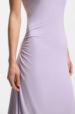 Slim-fit jersey dress with gathered details, Light Purple