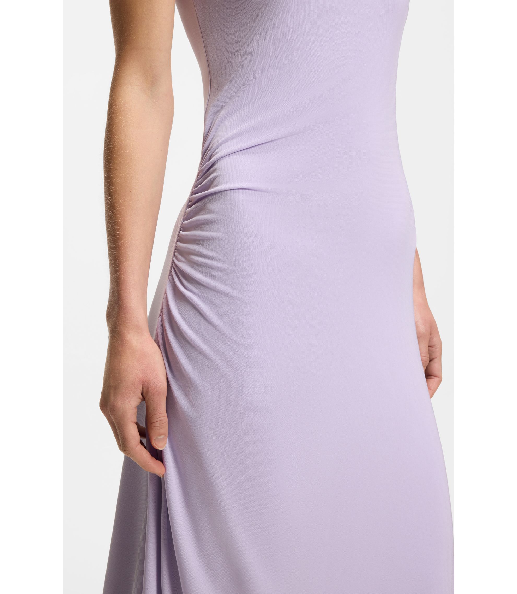 purple jersey dresses BOSS Slim-fit jersey dress with gathered details, Women, Size: M, light purple