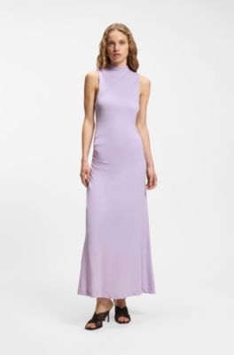 Slim-fit jersey dress with gathered details, Light Purple