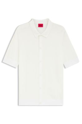 Camisa regular fit con estructura de punto, Blanco