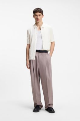 Regular-fit shirt with knitted structure, White