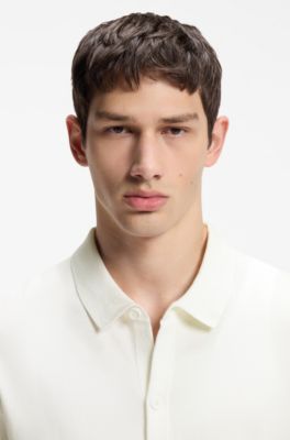 Regular-fit shirt with knitted structure, White