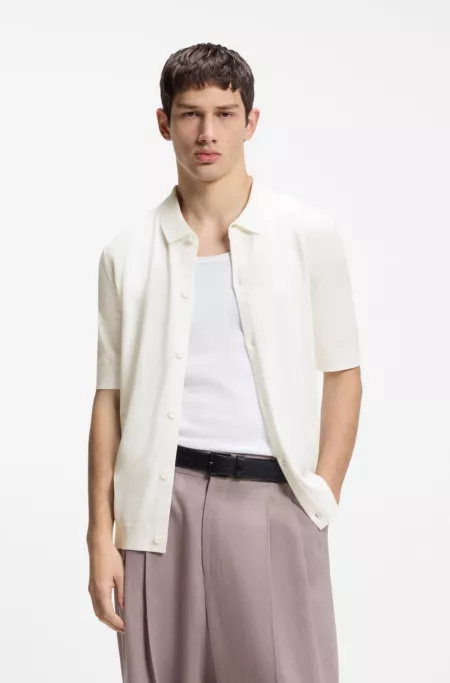 Regular-fit shirt with knitted structure