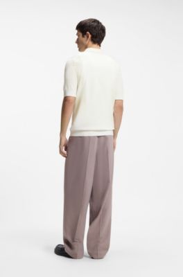 Regular-fit shirt with knitted structure, White
