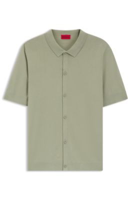 Regular-fit shirt with knitted structure, Light Green