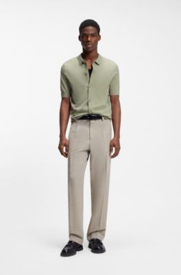 Regular-fit shirt with knitted structure, Light Green