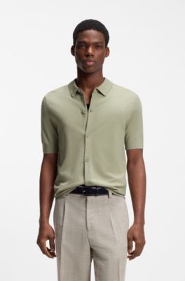 Regular-fit shirt with knitted structure, Light Green