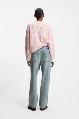Ocean-blue loose-fit jeans in rigid denim, Blue