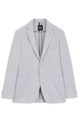 Herringbone regular-fit jacket in a cotton blend, Silver