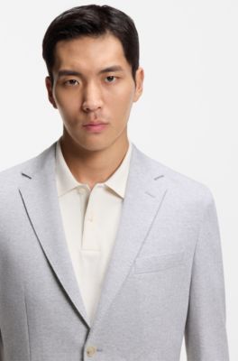 Blazer regular fit en algod&oacute;n con dibujo de espiga, Plata