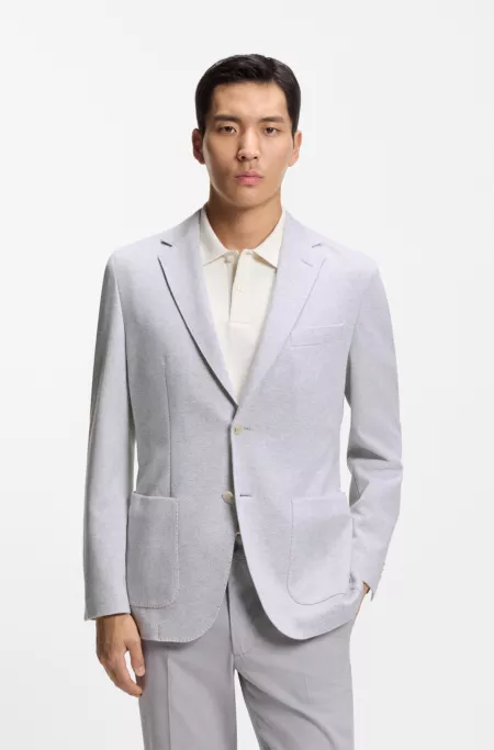 Herringbone regular-fit jacket in a cotton blend