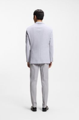 Blazer regular fit en algod&oacute;n con dibujo de espiga, Plata