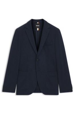 Herringbone regular-fit jacket in a cotton blend, Dark Blue