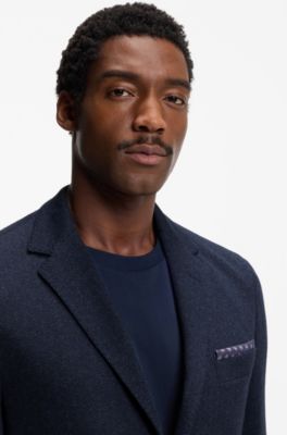 Herringbone regular-fit jacket in a cotton blend, Dark Blue