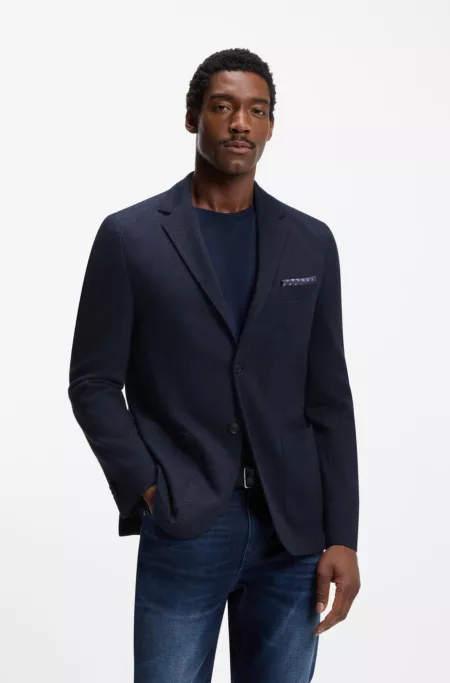 Herringbone regular-fit jacket in a cotton blend