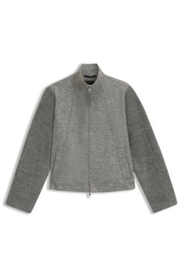 Blazer de corte moderno en lana virgen hervida, Gris