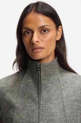 Blazer de corte moderno en lana virgen hervida, Gris