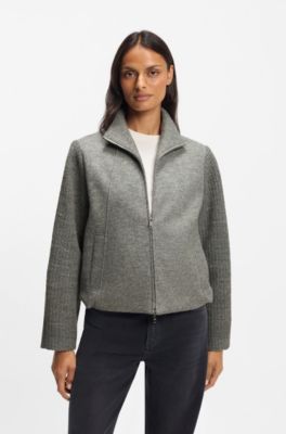 Modern-fit blazer in boiled virgin wool, Grey