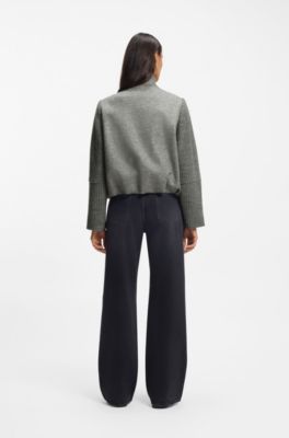 Modern-fit blazer in boiled virgin wool, Grey