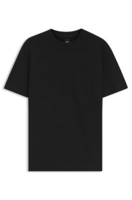Camiseta de algod&oacute;n mercerizado con monogramas en jacquard, Negro