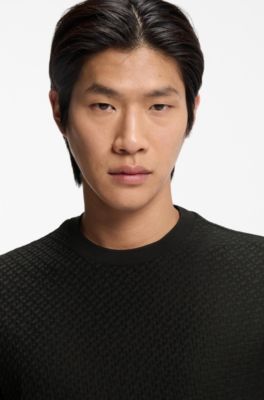 Monogram-jacquard T-shirt in mercerised cotton, Black