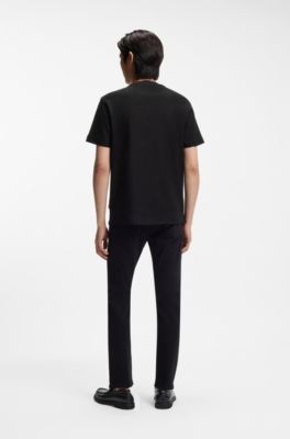 Camiseta de algod&oacute;n mercerizado con monogramas en jacquard, Negro