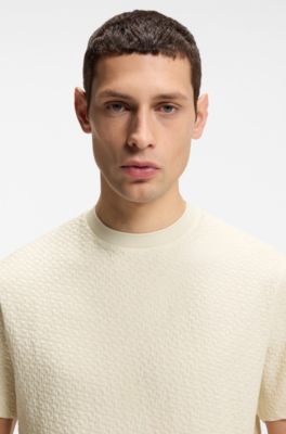 Camiseta de algod&oacute;n mercerizado con monogramas en jacquard, Blanco