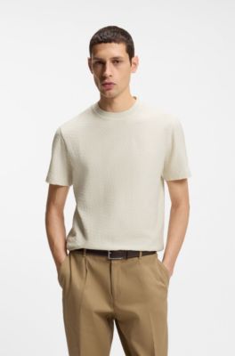 Camiseta de algod&oacute;n mercerizado con monogramas en jacquard, Blanco