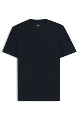 Camiseta de algod&oacute;n mercerizado con monogramas en jacquard, Azul oscuro