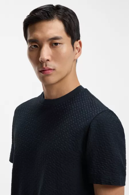 Monogram-jacquard T-shirt in mercerised cotton